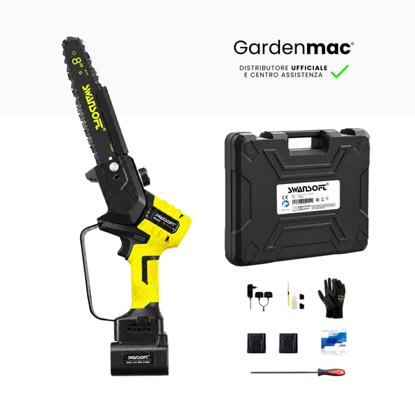 Potatore a catena a batteria Swansoft CS-2 con barra da 8 pollici